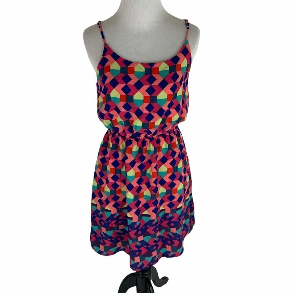 Everly Mini Sheath Dress Size Small Multicolored Geometric Print
